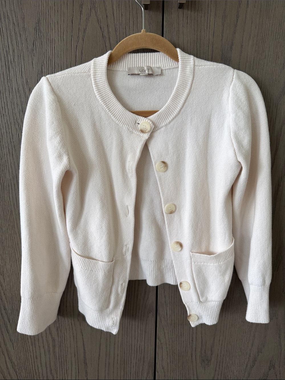 LOFT Cream Button-Front Women's Cardigan